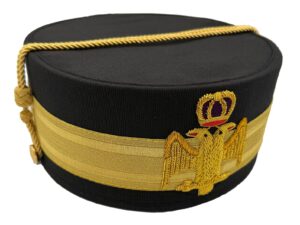 Scottish Rite 33rd Degree Wings Down Cap Crown Black New