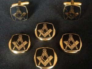 Masonic Button Covers Cuff Links Black Gold New