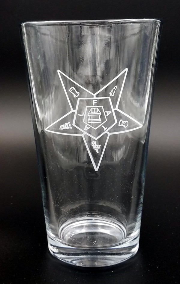 Order of the Eastern Star Etched Mixing Glass New