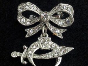 Shrine Shriner Lady Bow Rhinestone Pin New