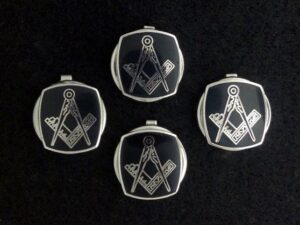 Masonic Button Covers Black Silver New