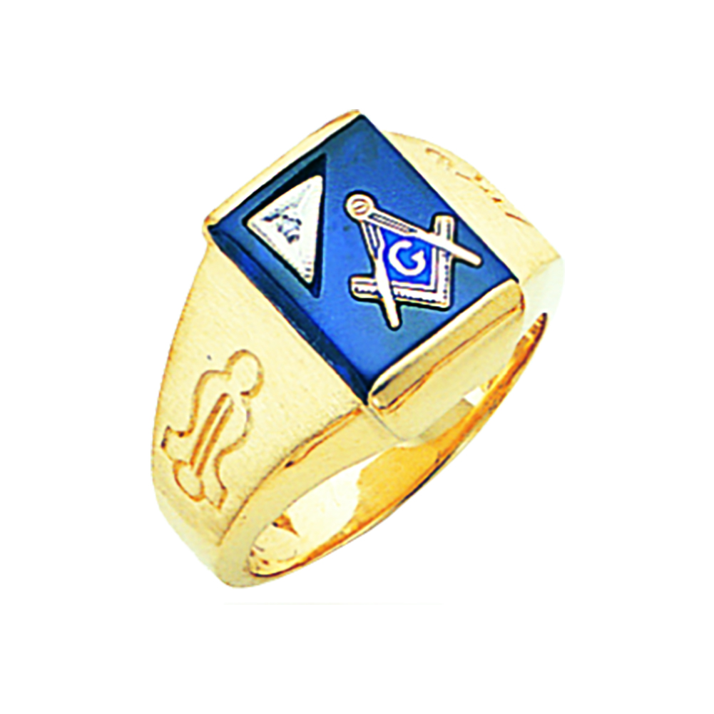 Sold at Auction: A 10K Y/G Masonic diamond ring