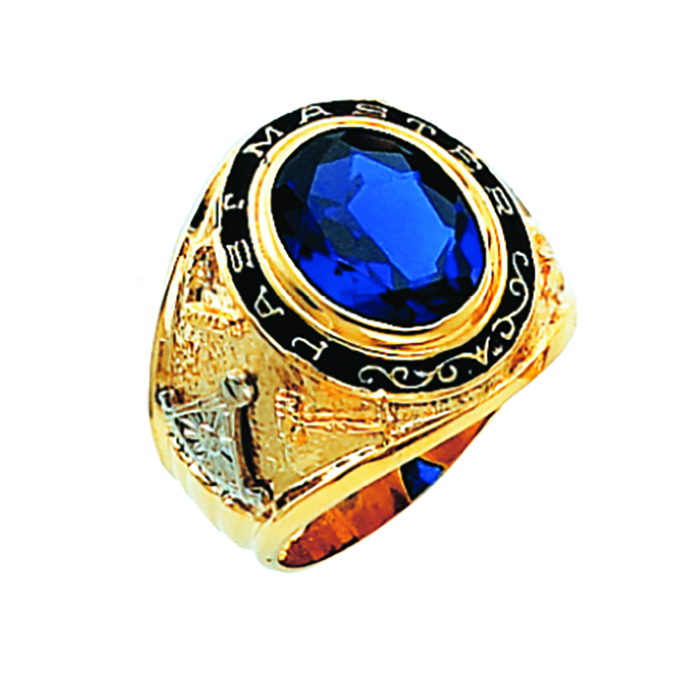 Men's 1/8 CT. Diamond and Enamel Masonic Ring in 10K Two-Tone Gold | Zales