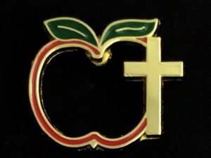 Apple Cross Teacher Lapel Pin New