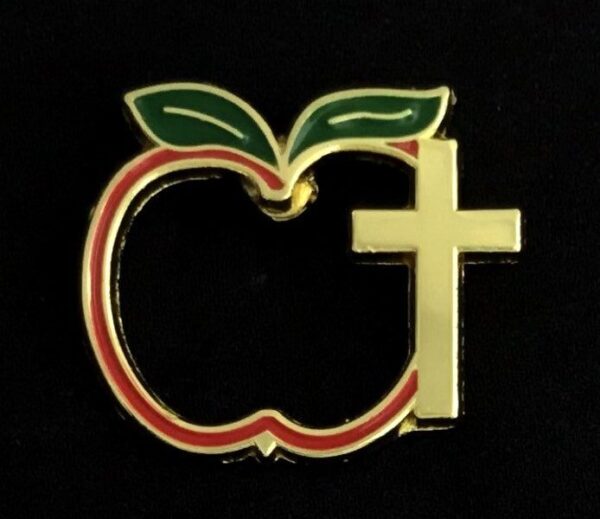 Apple Cross Teacher Lapel Pin New