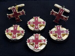 Red Cross of Constantine Button Covers Cuff Links Gold New