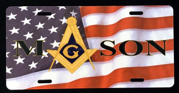 Masonic Emblem US Flag Auto Plate New