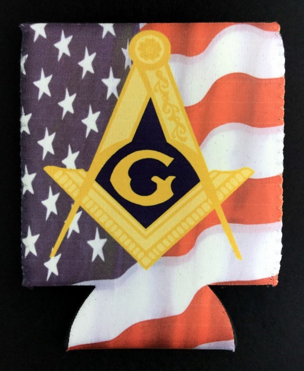 Masonic Emblem US Flag Can Cooler New