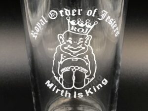 Royal Order of Jesters Etched Mixing Glass New