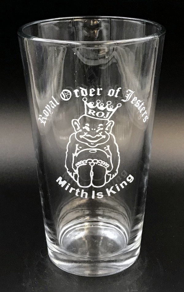 Royal Order of Jesters Etched Mixing Glass New