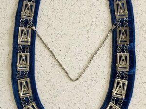 Masonic Past Master Chain Collar Silver Blue Velvet