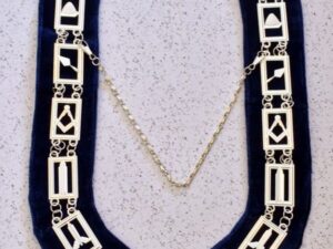 Masonic Lodge Officer Chain Collar Silver Blue Velvet
