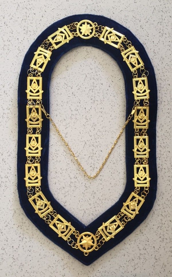 Past Master Chain Collar Gold Blue Velvet