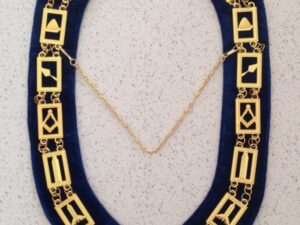 Masonic Lodge Officer Chain Collar Gold Blue Velvet