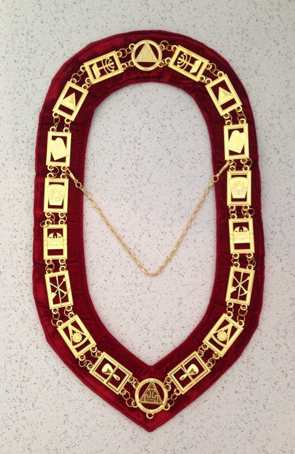 Royal Arch Mason Chain Collar Gold Red Velvet