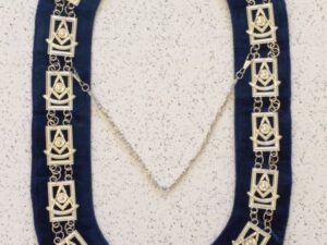 Masonic Past Master Chain Collar Silver Blue Velvet