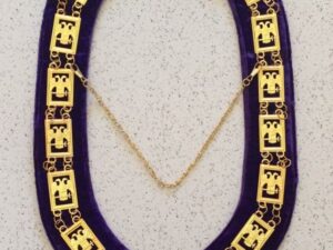 Scottish Rite Wings Down Chain Collar Gold Purple Velvet