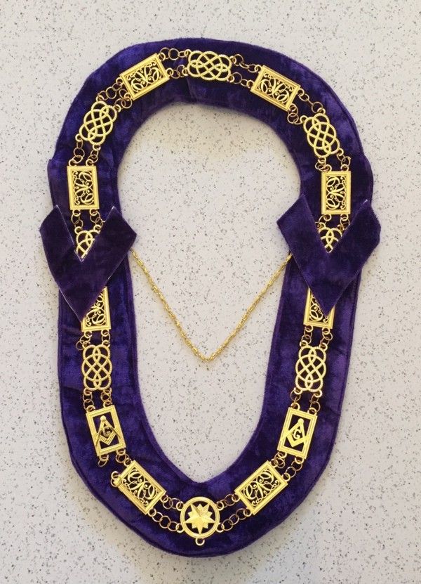 Masonic Grand Lodge Chain Collar Gold Purple Velvet