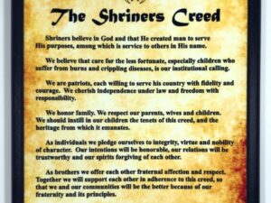 Shrine Shriners Creed Plaque