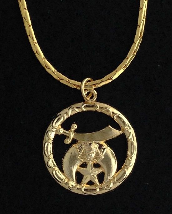 Shrine Shriner Lady Pendant Necklace Gold New