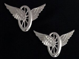 Motorcycle Wings Uniform Insignia Silver New
