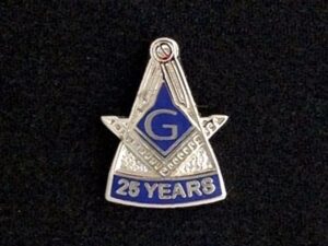 Masonic 25 Year Lapel Pin Silver New