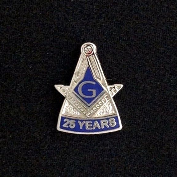 Masonic 25 Year Lapel Pin Silver New