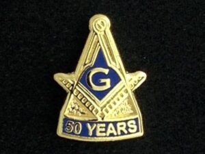 Masonic 50 Year Lapel Pin Gold New