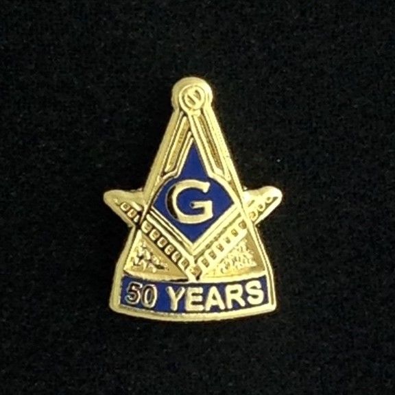 Masonic 50 Year Lapel Pin Gold New