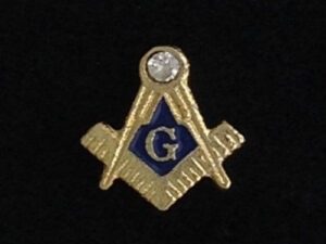 Masonic Lapel Pin Rhinestone Gold New