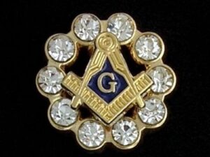 Masonic Lapel Pin Rhinestones Gold New