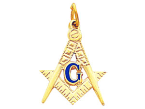 Masonic Square Compasses Pendant Gold New