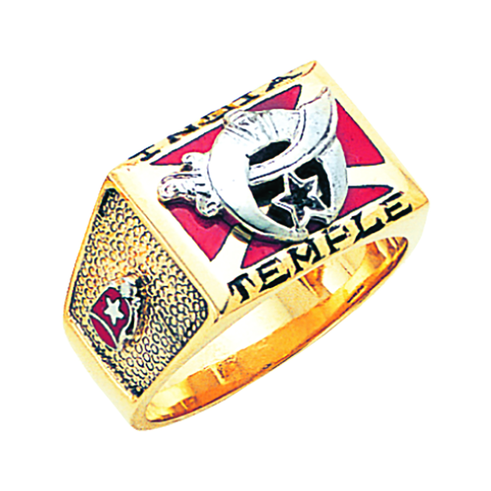 Shriner Ring With Temple Name - Solid Back in 10K Gold (25) - Fratline  Emblematics