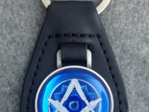Masonic Emblem Key Fob Black Leather New