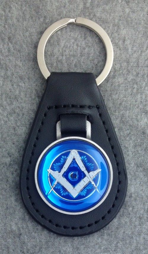 Masonic Emblem Key Fob Black Leather New