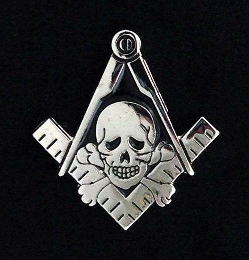 Masonic Skull Bones Lapel Pin Silver New