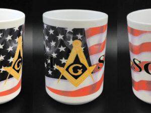 Masonic US Flag Ceramic Coffee Mug New