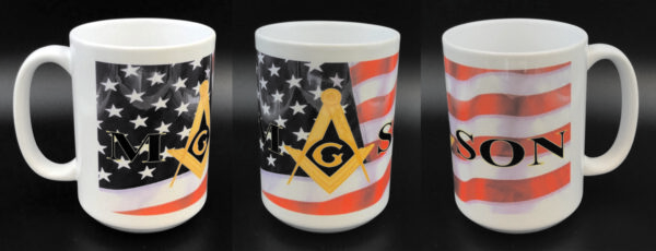 Masonic US Flag Ceramic Coffee Mug New