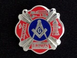 Masonic Fireman Lapel Pin Silver New