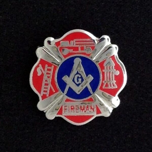 Masonic Fireman Lapel Pin Silver New