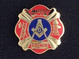 Masonic Fireman Lapel Pin Gold New