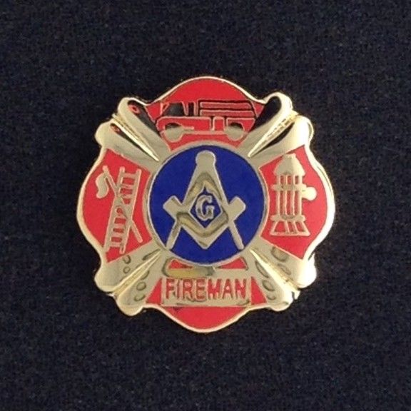 Masonic Fireman Lapel Pin Gold New