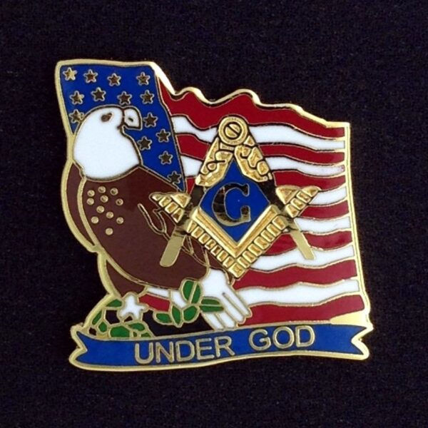 Masonic US Flag Eagle Under God Lapel Pin New