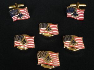 Masonic US Flag Button Covers Cuff Links New