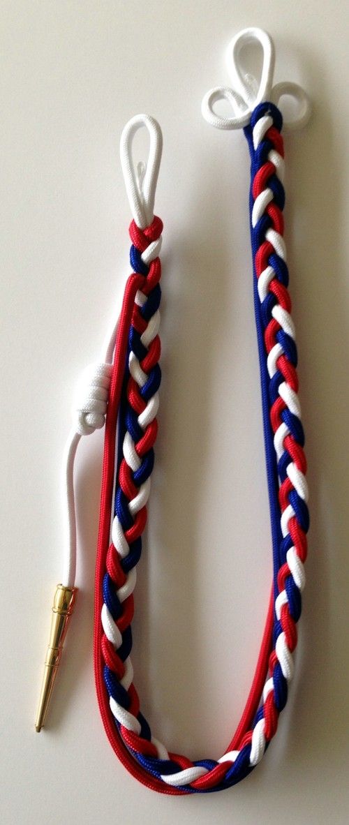 White and Blue Red Shoulder Cord Citation With Brass Tip N/2113-RBWRU 