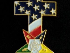 Order of the Eastern Star US Flag Cross Lapel Pin New