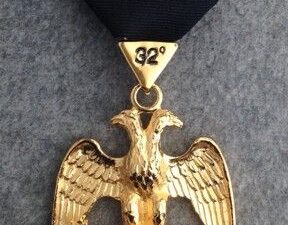 Scottish Rite 33rd Degree Masonic Eagle Emblem 14k Gold Finish Pendant Necklace – Rope Chain