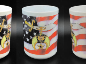 Shrine Shriner US Flag Ceramic Coffee Mug New