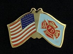US Flag Fire Department Lapel Pin New