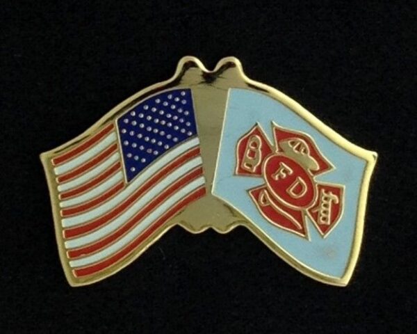 US Flag Fire Department Lapel Pin New